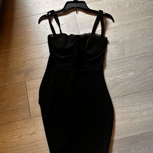 Windsor Black Strapless Dress with Lace Detail